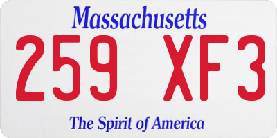 MA license plate 259XF3