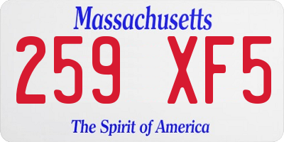 MA license plate 259XF5