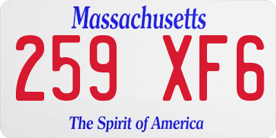 MA license plate 259XF6