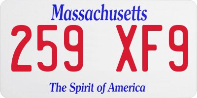 MA license plate 259XF9