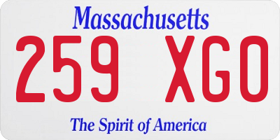 MA license plate 259XG0