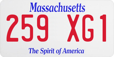 MA license plate 259XG1