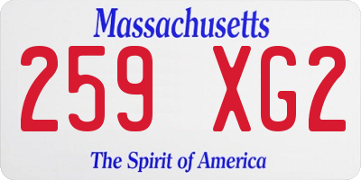 MA license plate 259XG2