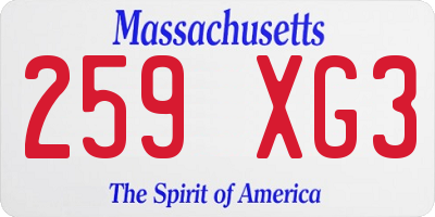 MA license plate 259XG3