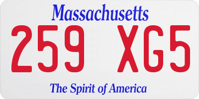 MA license plate 259XG5
