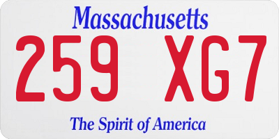 MA license plate 259XG7