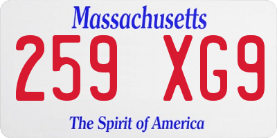 MA license plate 259XG9