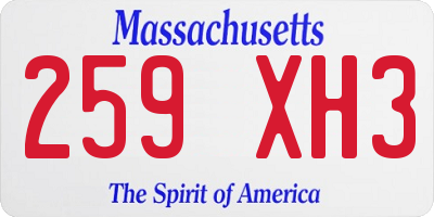MA license plate 259XH3