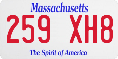 MA license plate 259XH8