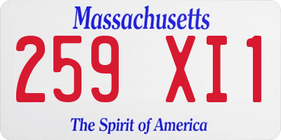 MA license plate 259XI1