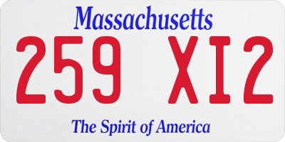 MA license plate 259XI2
