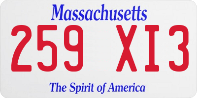 MA license plate 259XI3