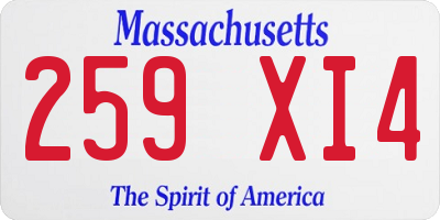 MA license plate 259XI4