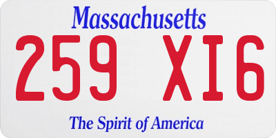 MA license plate 259XI6
