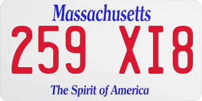 MA license plate 259XI8