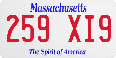 MA license plate 259XI9