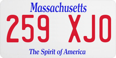 MA license plate 259XJ0