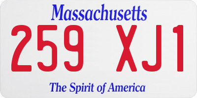 MA license plate 259XJ1