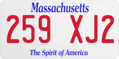 MA license plate 259XJ2