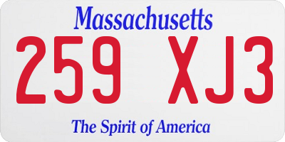 MA license plate 259XJ3