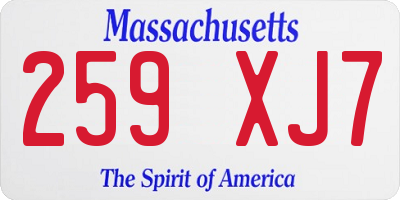 MA license plate 259XJ7