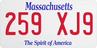 MA license plate 259XJ9
