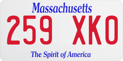MA license plate 259XK0