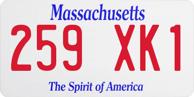 MA license plate 259XK1