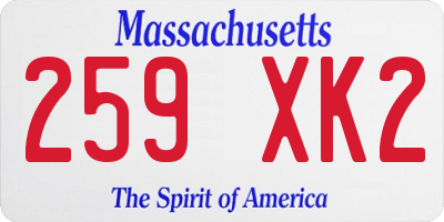MA license plate 259XK2
