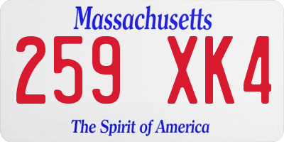 MA license plate 259XK4