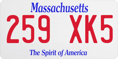 MA license plate 259XK5