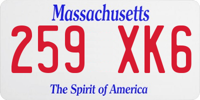 MA license plate 259XK6
