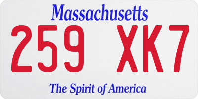 MA license plate 259XK7