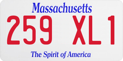MA license plate 259XL1