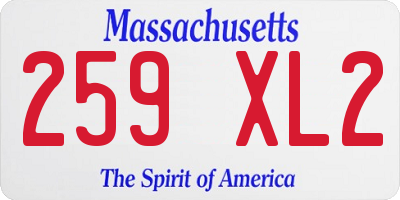 MA license plate 259XL2