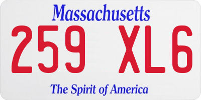 MA license plate 259XL6
