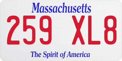 MA license plate 259XL8