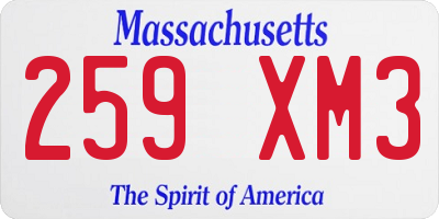 MA license plate 259XM3