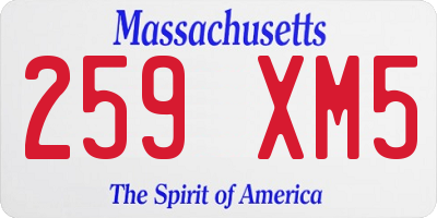 MA license plate 259XM5