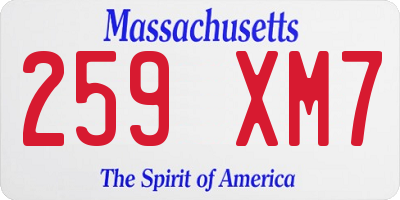 MA license plate 259XM7
