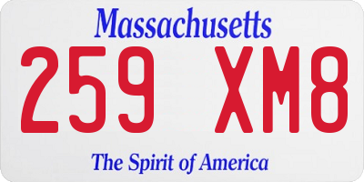 MA license plate 259XM8