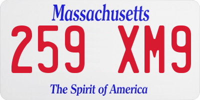 MA license plate 259XM9