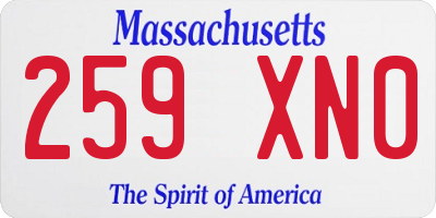 MA license plate 259XN0