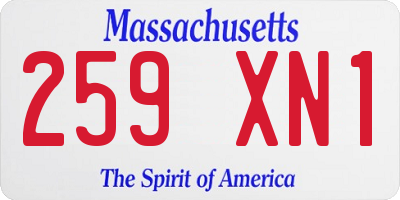 MA license plate 259XN1