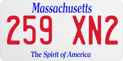 MA license plate 259XN2