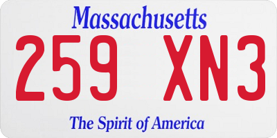 MA license plate 259XN3