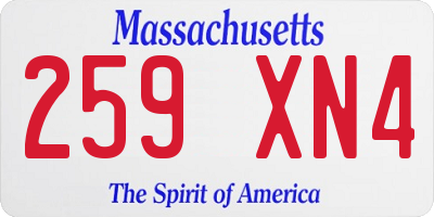 MA license plate 259XN4