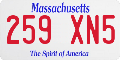 MA license plate 259XN5