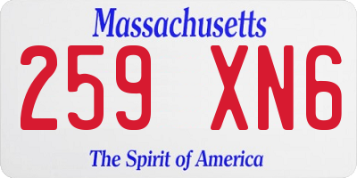 MA license plate 259XN6