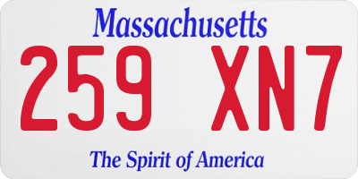 MA license plate 259XN7